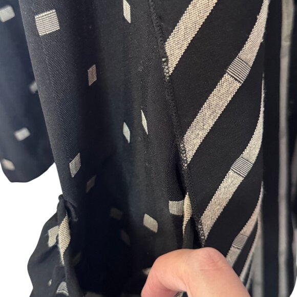 IC By Connie K black and tan Art To Wear patterned open front cardigan size S - Picture 5 of 10